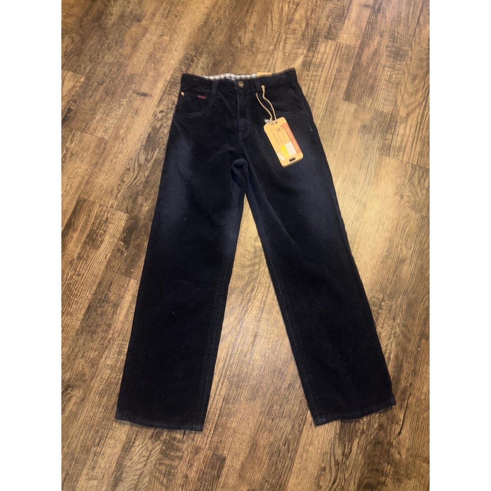 Plugg Jeans Co Kids Navy Blue Vintage Corduroy Pants Straight Leg Size 14 NWT